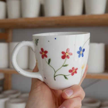 II GATUNEK kubek 220ml podmuchy z białym uszkiem