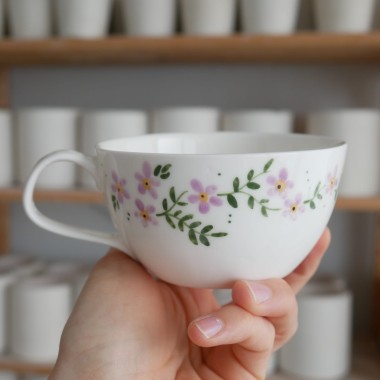 II GATUNEK filiżanka 300ml kwiaty wiejskie z białym uszkiem-