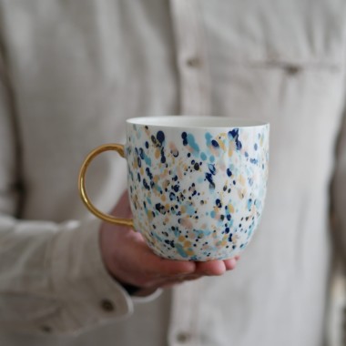 II GATUNEK kubek 500ml colorful ze złotym uszkiem