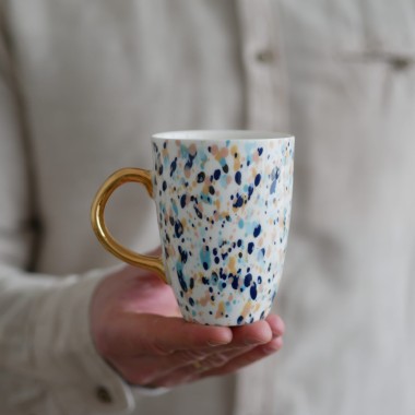 II GATUNEK kubek 250ml colorful ze złotym uszkiem