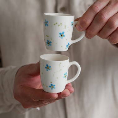 II GATUNEK Filiżanka do espresso 70ml niezapominajki z białym uszkiem