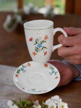 Kubek 250ml wiejska opowieść z białym uszkiem + talerzyk 12,5cm