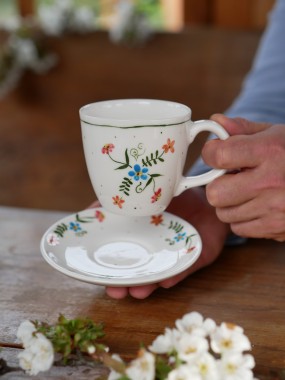 Kubek 220ml wiejska opowieść z białym uszkiem + talerzyk 12,5cm