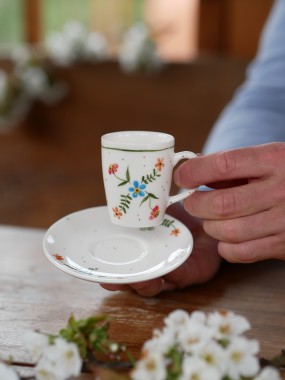 Filiżanka do espresso 70ml wiejska opowieść z białym uszkiem + talerzyk  (1)