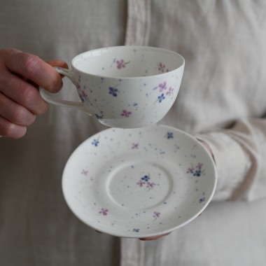 Filiżanka 300ml BZY z białym uszkiem + talerzyk 15cm