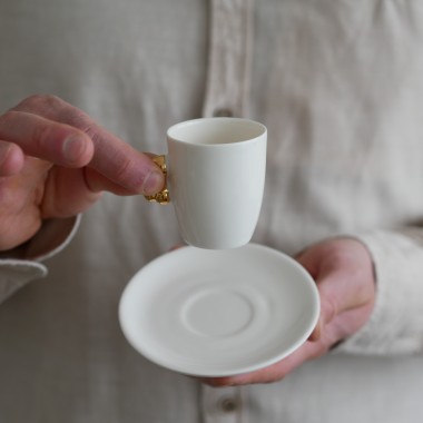 II GATUNEK Filiżanka do espresso 70ml biała bubble + talerzyk