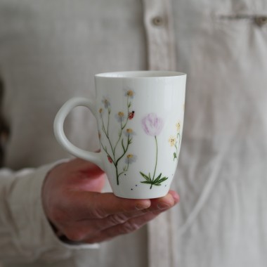 Kubek 250ml polne kwiaty z białym uszkiem