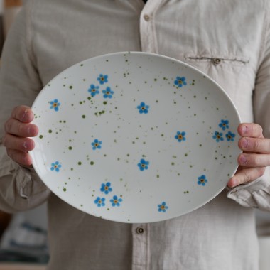 Duży talerz niezapominajki 29x23 cm