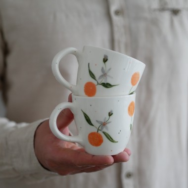 Kubek 220ml soczyste pomarańcze z białym uszkiem