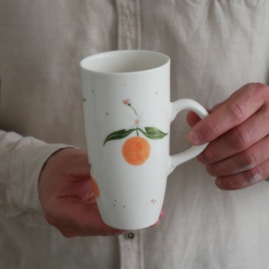 Kubek 350ml soczyste pomarańcze z białym uszkiem