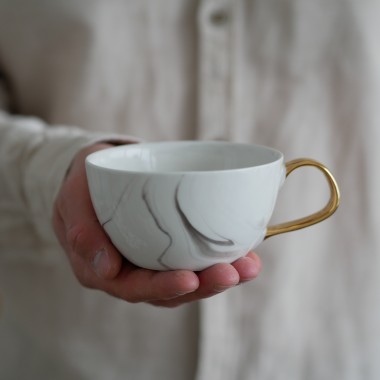 II GATUNEK filiżanka 300ml flint ze złotym uszkiem