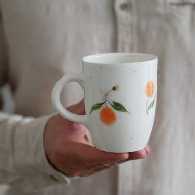 II GATUNEK kubek 300ml soczyste pomarańcze z białym uszkiem 