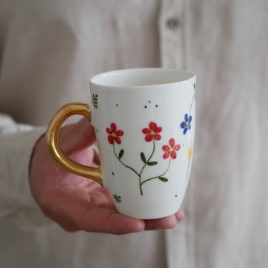 II GATUNEK kubek 250ml podmuchy ze złotym uszkiem