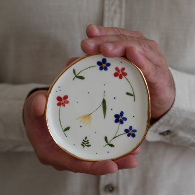 II GATUNEK Talerzyk na drobiazgi podmuchy 11x9cm (S) ze złotym rantem