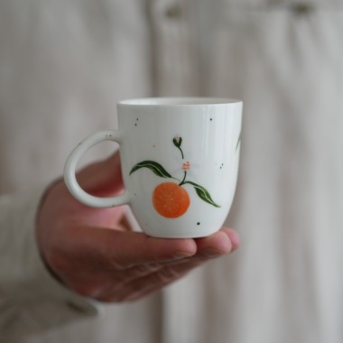 II GATUNEK Filiżanka 150ml soczyste pomarańcze z białym uszkiem