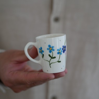 Filiżanka do espresso 70ml podmuchy niebieskie z białym uszkiem