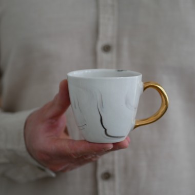 II GATUNEK Kubek 220ml flint ze złotym uszkiem 